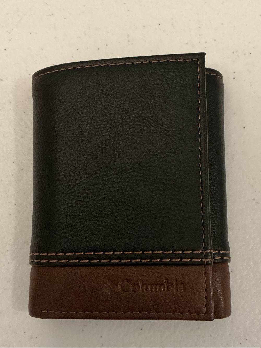 Columbia Black and Brown Trifold Leather Wallet